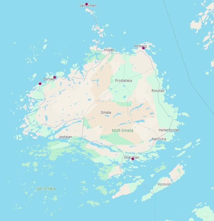 kart over gjestehavner i kommunen - Klikk for stort bilde