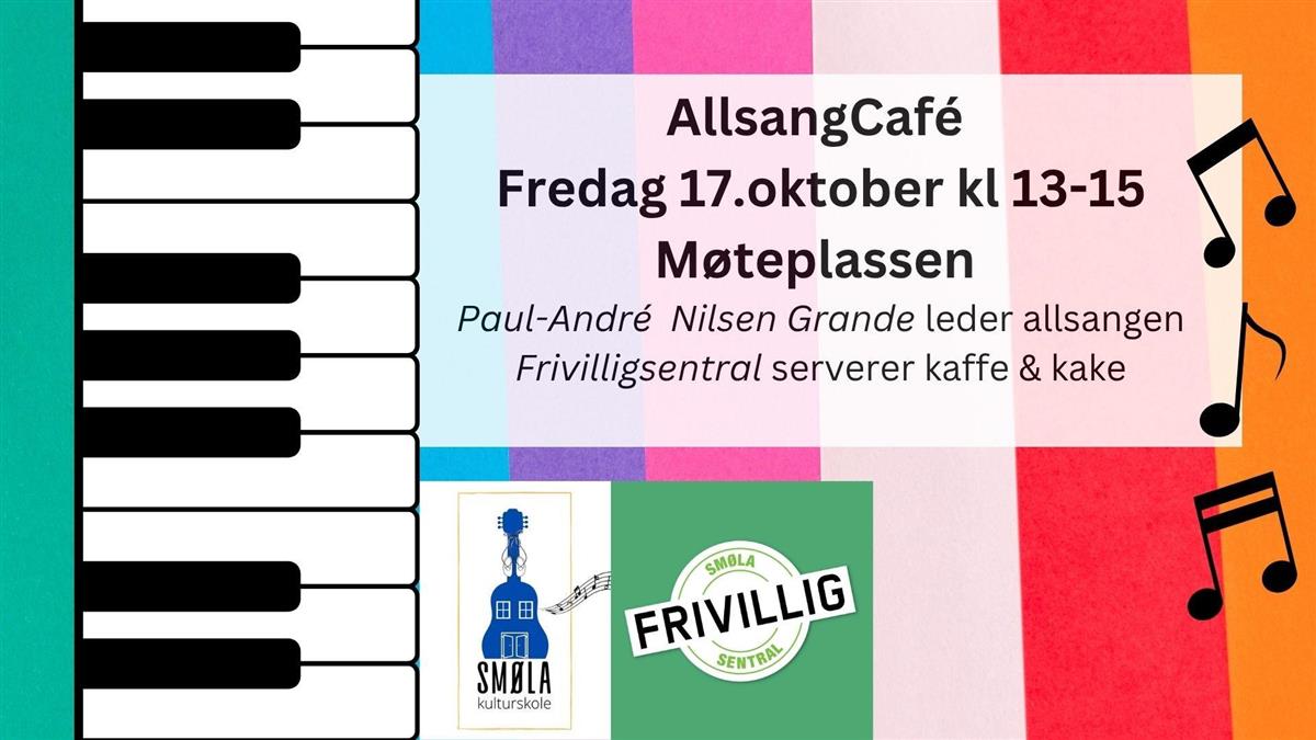 Plakat for allsangkafé. Den samme informasjonen står i artikkelen. - Klikk for stort bilde